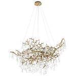 Подвесная люстра в виде ветвей деревьев золотого цвета с прозрачными подвесками-каплями 10 и 14 ламп Droplet Chandelier варинант исполнения - 3 | Loft Concept в Орле