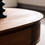 Кофейный стол овальный из дерева с 2-мя ящиками Coffee Walnut Table варинант исполнения - 9 | Loft Concept в Орле