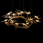 Люстра подвесная с прозрачными стеклянными птичками на ветвях Диаметр 100 см Serip Voa варинант исполнения - 9 | Loft Concept в Орле