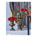 Ваза из фарфора черная с цветочной росписью и бронзовой стрекозой Spring Garden варинант исполнения - 4 | Loft Concept в Орле