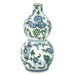 Ваза фигурная с сине-зелеными узорами распустившихся цветов Blossoming Spring варинант исполнения - 1 | Loft Concept в Орле