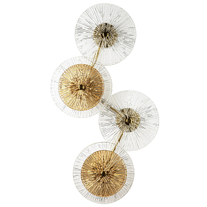 Бра с 4-мя плафонами в форме диска из рельефного коричневого стекла Decorative Four Glass Discs Wall Lamp