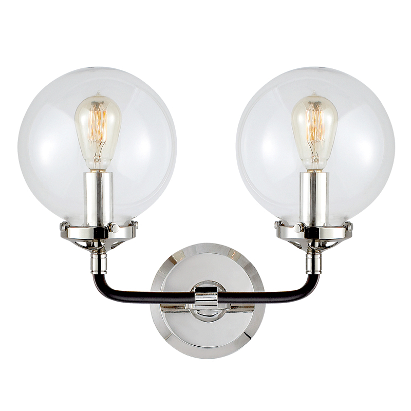 Бра Бистро Globe Clear Glass Double Sconce Nickel  в Орле | Loft Concept 