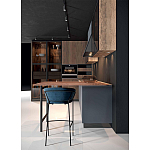 Комбинированный кухонный гарнитур сине-серого цвета с фасадом под дерево Benjamin Kitchen Set варинант исполнения - 5 | Loft Concept в Орле