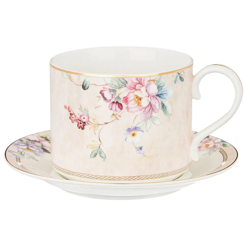 Чайная пара из фарфора с цветочным принтом 300мл Flower Porcelain Collection Розовый Мульти Чайная пара из фарфора с цветочным принтом 300мл Flower Porcelain Collection Розовый Мульти в Орле | Loft Concept