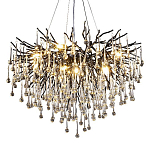 Люстра черная с прозрачными стеклянными подвесками в форме капель FAIRYTREE Light варинант исполнения - 3 | Loft Concept в Орле