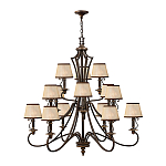 Люстра бронзового цвета с бежевыми абажурами из органзы в классическом стиле Hinkley варинант исполнения - 2 | Loft Concept в Орле