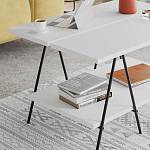 Стол журнальный с белой прямоугольной столешницей и полкой ESSEL WHITE варинант исполнения - 3 | Loft Concept в Орле