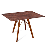 Стол обеденный с коричневой прямоугольной столешницей из керамики на четырех деревянных ножках Brown Ceramics варинант исполнения - 1 | Loft Concept в Орле