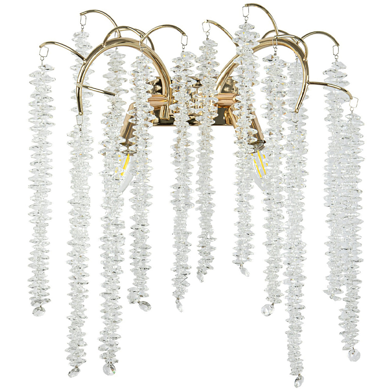 Бра с хрустальными подвесками Bunch of Crystal Berries Gold Wall Lamp Золотой Прозрачный Бра с хрустальными подвесками Bunch of Crystal Berries Gold Wall Lamp Золотой Прозрачный в Орле | Loft Concept