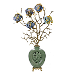 Ваза зеленая с бронзовыми ветвями и фарфоровыми рыбками Eden Garden варинант исполнения - 1 | Loft Concept в Орле