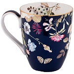 Кружка синяя из фарфора с рисунком цветов 400 мл Garden Whisper Porcelain Set  варинант исполнения - 1 | Loft Concept в Орле