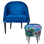 Кресло из натурального бука синее с цветочным принтом Impressionism in Art варинант исполнения - 2 | Loft Concept в Орле