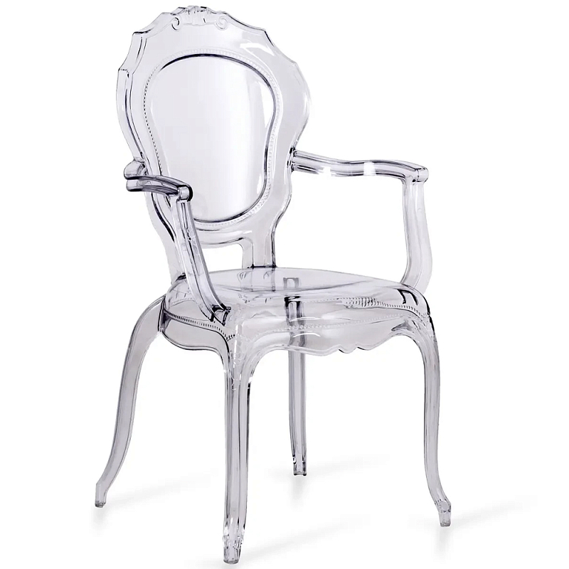 Прозрачный стул с подлокотниками LOUIS GHOST CHAIR Grey Серый в Орле | Loft Concept 