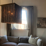 Люстра квадратная с бахромой и подвесом из деревянных бусин Psyche варинант исполнения - 3 | Loft Concept в Орле