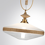 Подвесной светильник с плоским прозрачным плафоном и декоративной вставкой из текстурного камня Tectona  варинант исполнения - 6 | Loft Concept в Орле