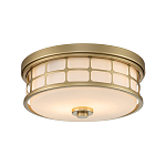 Потолочный светильник для ванных комнат цвета латунь в виде металлической клетки с геометрическими узорами Quoizel варинант исполнения - 1 | Loft Concept в Орле