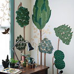 Обои с вышивкой ручной работы Mughal Trees Original colourway on linen варинант исполнения - 1 | Loft Concept в Орле