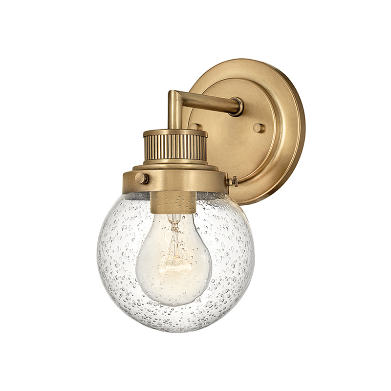 Бра для ванных комнат с прозрачным шарообразным плафоном из стекла с пузырьками на круглом основании Hinkley Хром Латунь Прозрачное Стекло в Орле | Loft Concept 