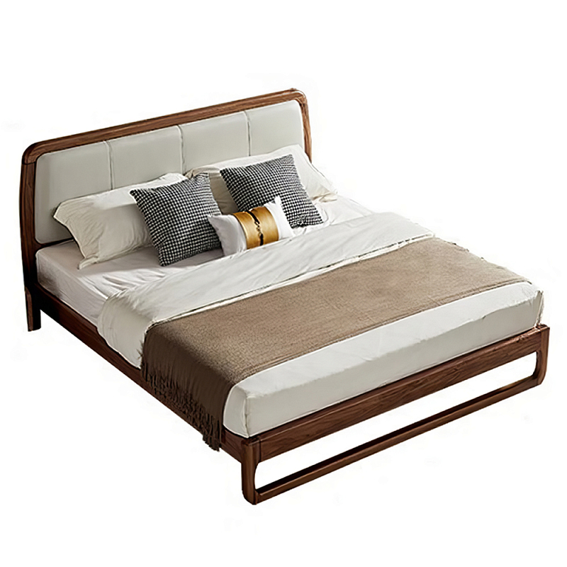 Кровать двуспальная с деревянным каркасом и мягким изголовьем Walnut Bed Орех Кровать двуспальная с деревянным каркасом и мягким изголовьем Walnut Bed Орех в Орле | Loft Concept