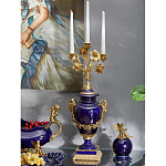 Подсвечник из темно-синего фарфора с бронзовыми элементами и цветами Eden Garden варинант исполнения - 4 | Loft Concept в Орле