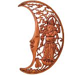 Панно из дерева Ганеша и месяц Panel With Animals варинант исполнения - 1 | Loft Concept в Орле