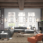 Бра цвета хром с круглой рамой и цилиндрическим прозрачным стеклянным плафоном на прямоугольном основании Feiss варинант исполнения - 4 | Loft Concept в Орле