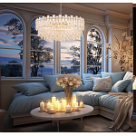 Круглая люстра с хрустальными подвесками на золотистом каркасе Gorgeous Crystal Light варинант исполнения - 13 | Loft Concept в Орле