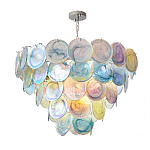 Люстра с каскадом из круглых разноцветных стеклянных дисков Mother of Pearl Iridescence варинант исполнения - 2 | Loft Concept в Орле