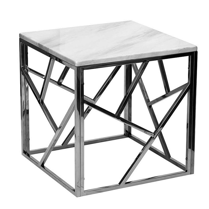 Приставной стол Serene Furnishing Chrome Marble Top Side Table Хром Белый Приставной стол Serene Furnishing Chrome Marble Top Side Table Хром Белый в Орле | Loft Concept
