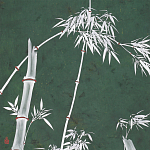 Обои ручная роспись Bamboo Argent on Edo Green painted silk варинант исполнения - 1 | Loft Concept в Орле