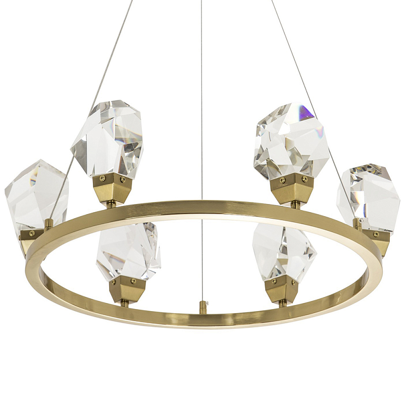 Подвесная круглая люстра с хрустальными плафонами Esme Crystal Brass Ring Chandelier Прозрачный Латунь Подвесная круглая люстра с хрустальными плафонами Esme Crystal Brass Ring Chandelier Прозрачный Латунь в Орле | Loft Concept