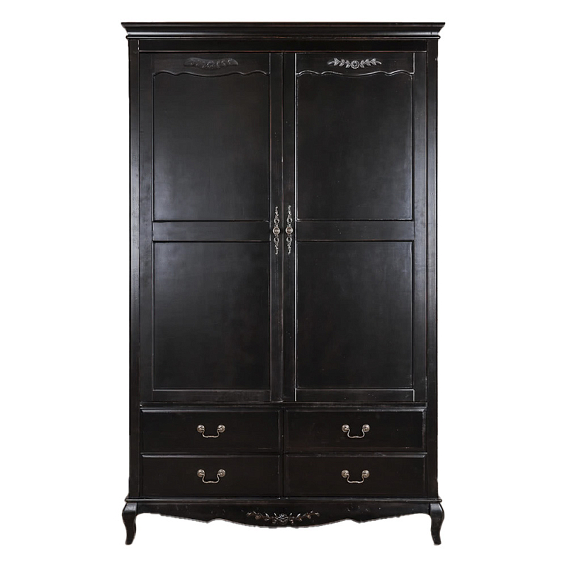 Шкаф черный с 4-мя ящиками и 2-мя дверцами в стиле Прованс Vintage Черный в Орле | Loft Concept 