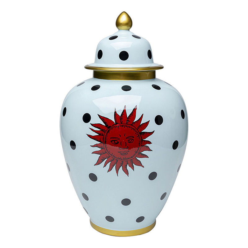Ваза с крышкой белая Red Sun Белый Красный Ваза с крышкой белая Red Sun Белый Красный в Орле | Loft Concept
