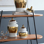 Ваза белая с крышкой и золотистыми фрагментами 46 см Chinoiserie Ceramics варинант исполнения - 2 | Loft Concept в Орле