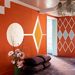 Обои ручная роспись Chez Nina by India Mahdavi Lantana colourway on Arancio dyed silk варинант исполнения - 1 | Loft Concept в Орле