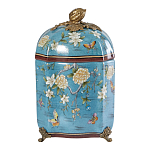 Ваза голубая с крышкой и цветочным узором Genuine Chinese Classics варинант исполнения - 1 | Loft Concept в Орле