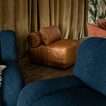 Кожаное модульное кресло коричневое без подлокотников с подушкой Coul Leather Modular Armchair варинант исполнения - 6 | Loft Concept в Орле