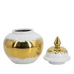 Ваза белая с крышкой и золотистыми фрагментами 24 см Chinoiserie Ceramics варинант исполнения - 2 | Loft Concept в Орле