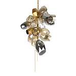 Люстра подвесная вытянутой формы с плафонами из стекла и металла с тремя вертикальными подвесками Gilded Mirage  варинант исполнения - 8 | Loft Concept в Орле