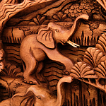 Панно из дерева пять слонов Panel With Animals варинант исполнения - 3 | Loft Concept в Орле