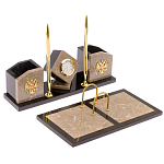 Настольный письменный набор из бежевого мрамора с часами Marble Accessory варинант исполнения - 2 | Loft Concept в Орле