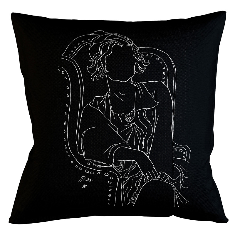 Декоративная подушка White Silhouette Coco Pillow Бежевый Черный Декоративная подушка White Silhouette Coco Pillow Бежевый Черный в Орле | Loft Concept