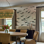 Обои ручная роспись Fishes Blue Pearl on Tarnished Silver gilded silk with pearlescent antiquing варинант исполнения - 3 | Loft Concept в Орле