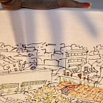 Настольная лампа с принтом на белом тканевом абажуре Roof Garden Lamp варинант исполнения - 2 | Loft Concept в Орле