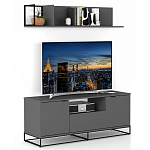 ТВ-тумба цвета графит с  2-мя дверцами и ящиком Strict Lines варинант исполнения - 6 | Loft Concept в Орле