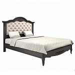 Кровать черная из массива бука с основанием и мягким изголовьем Black Provence варинант исполнения - 1 | Loft Concept в Орле