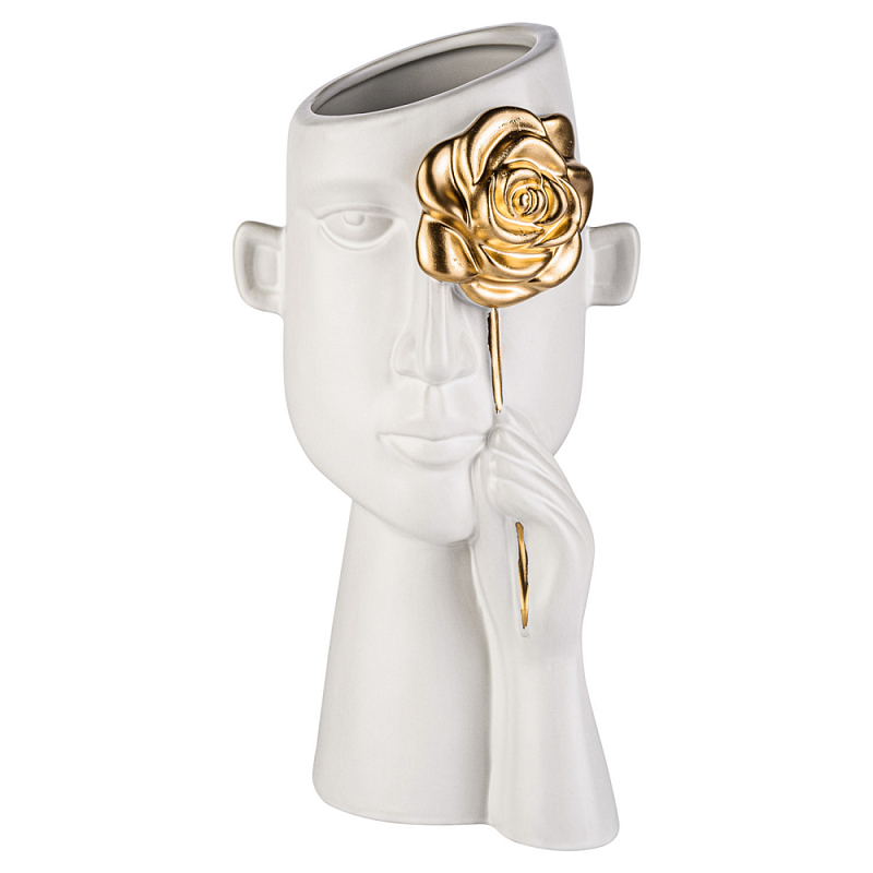 Ваза керамическая Face forever Flower Белый Золотой Ваза керамическая Face forever Flower Белый Золотой в Орле | Loft Concept