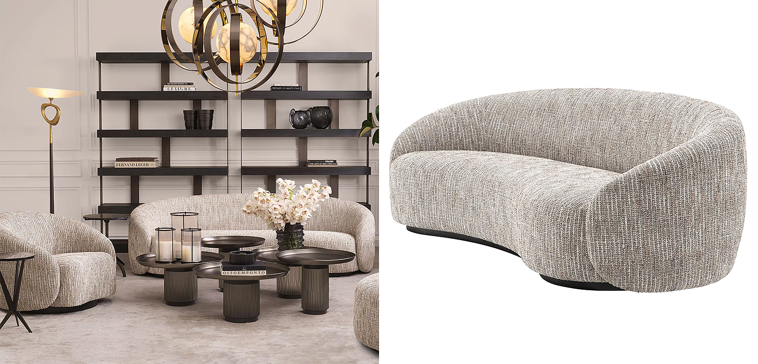 Диван Eichholtz Sofa Amore Бежево-серый Черный Диван Eichholtz Sofa Amore Бежево-серый Черный - Loft-Concept в Орле