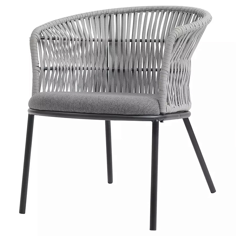 Кресло с декоративным плетением на спинке и подлокотниках Armchair Weaving Серый Светло-серый Темно-серый Кресло с декоративным плетением на спинке и подлокотниках Armchair Weaving Серый Светло-серый Темно-серый в Орле | Loft Concept